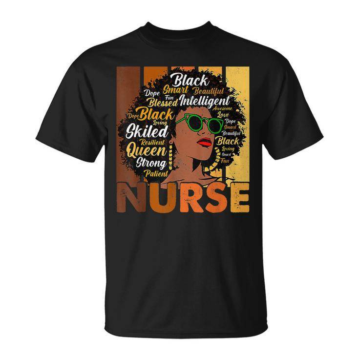Black Woman Nurse Afro Melanin Cool Black History Month T-Shirt