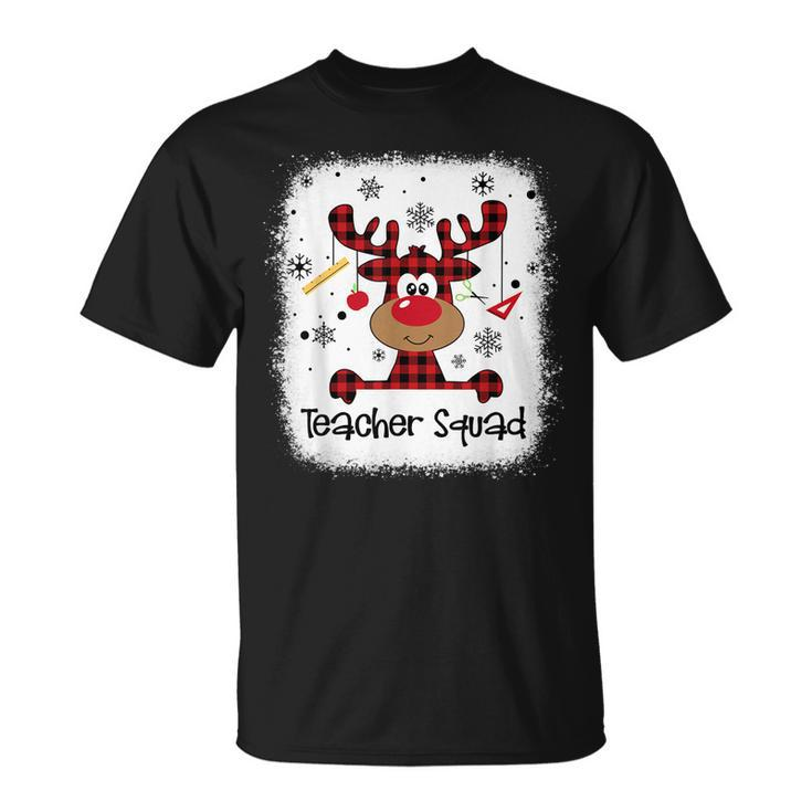 Bleached Teacher Squad Reindeer Teacher Christmas Xmas V27 T-shirt