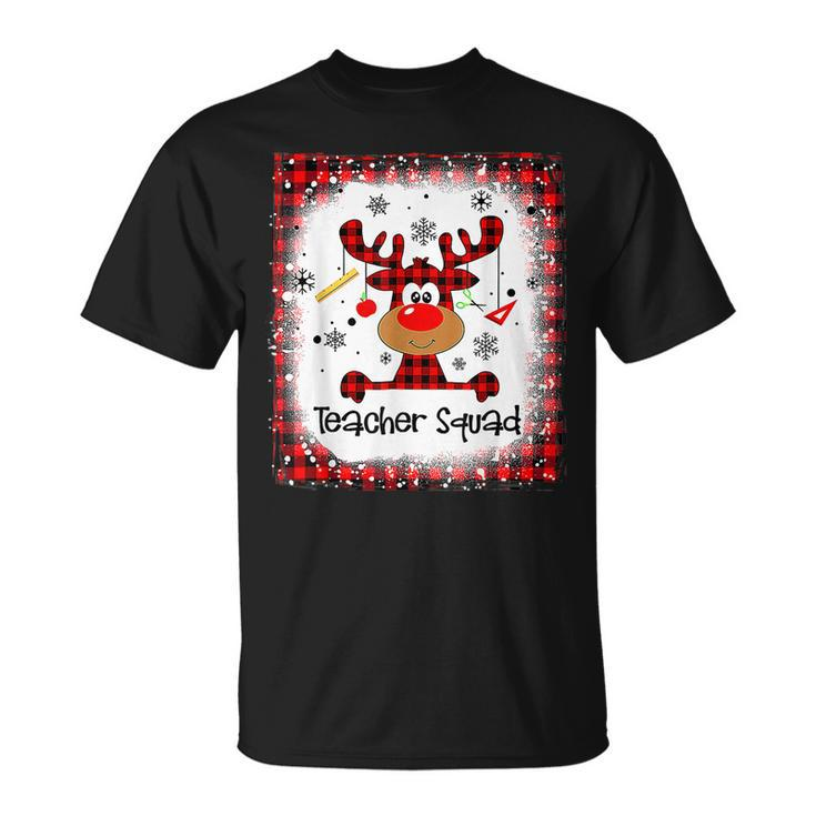 Bleached Teacher Squad Reindeer Teacher Christmas Xmas V28 T-shirt