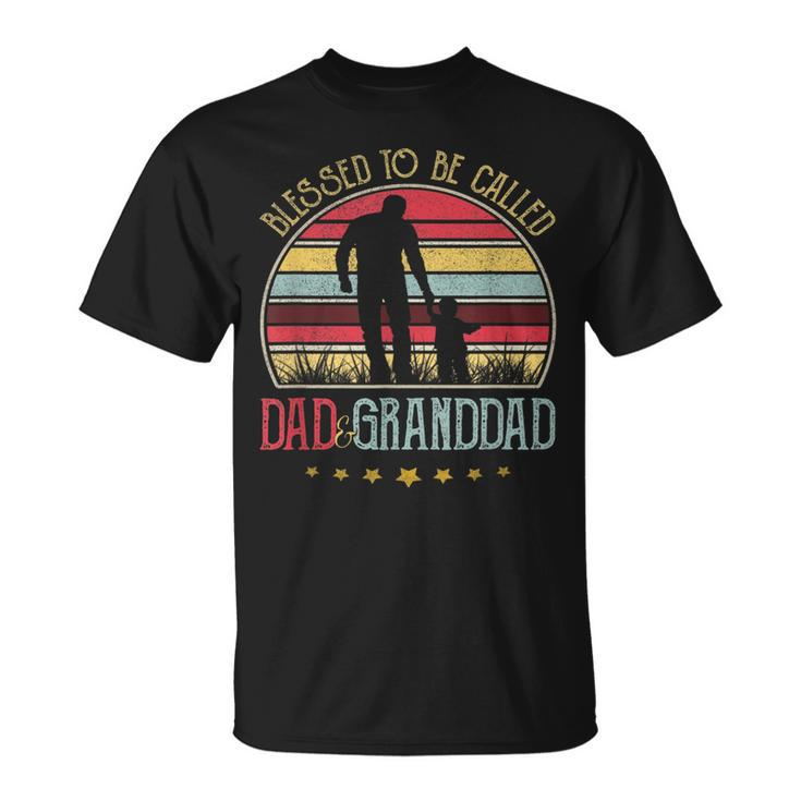 Mens Blessed To Be Called Dad And Granddad Vintage Fathers Day T-Shirt