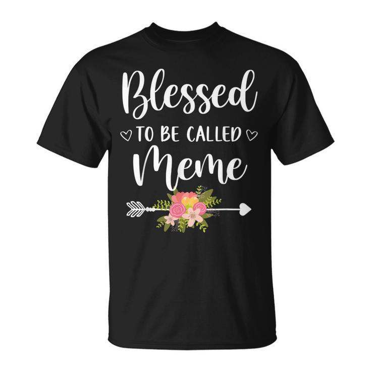 Blessed To Be Called Meme Women Flower Decor Grandma T Shirt Seseable UK