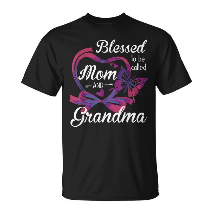 Blessed To Be Called Mom And Grandma Funny Butterfly Unisex T-Shirt