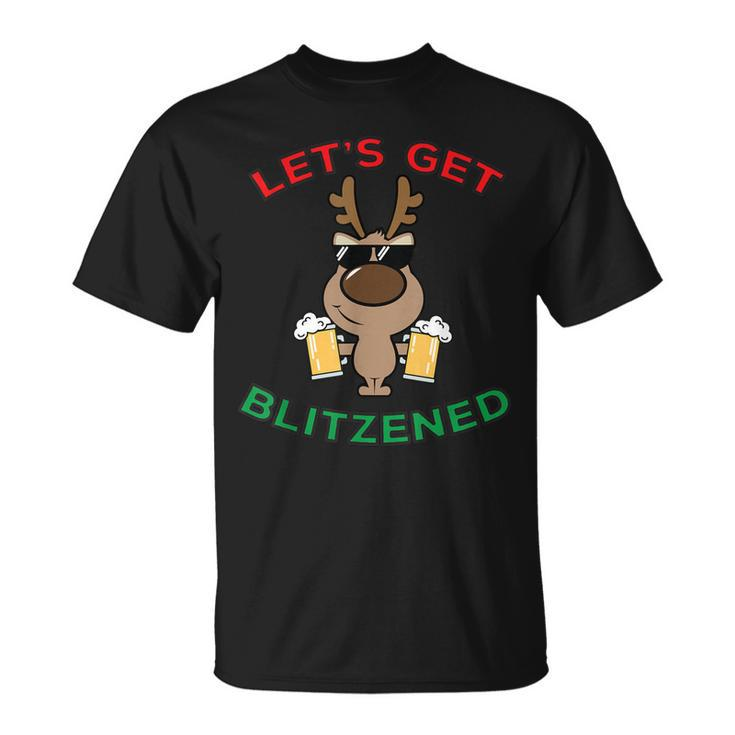 Lets Get Blitzened Beer Reindeer Bar Party T-shirt