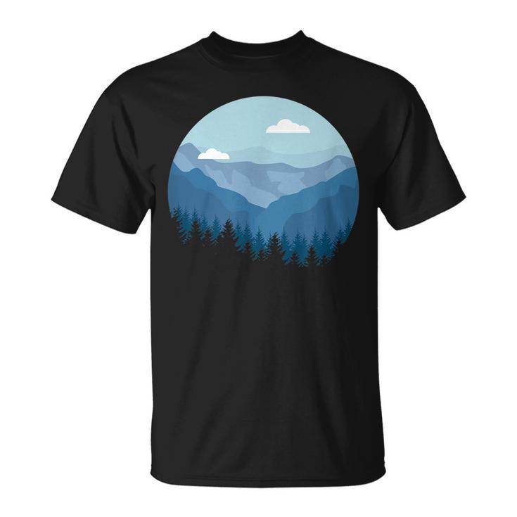 Blue Mountain And Forest Scene Silhouette  Unisex T-Shirt