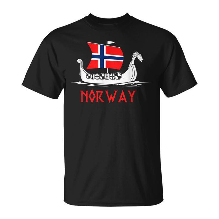 Boat Norwegian Flag Norway Viking Ship Norway  Unisex T-Shirt