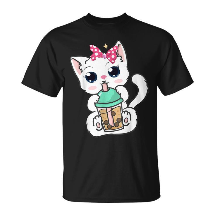 Boba Tea Cat Bubble Tea Cat Milk Tea Kawaii Anime Cat T-Shirt