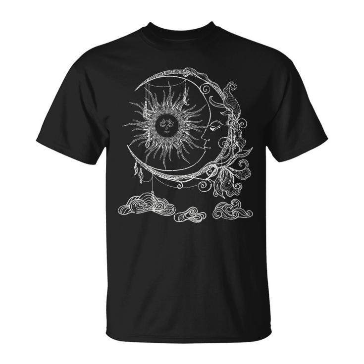 Bohemian Aesthetic Moon Sun Astrology Science Astronomy  Unisex T-Shirt