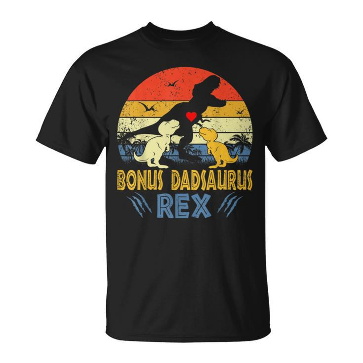 Bonus Dad Saurus T Rex Dinosaur Dad 2 Kids Family Matching Unisex T-Shirt