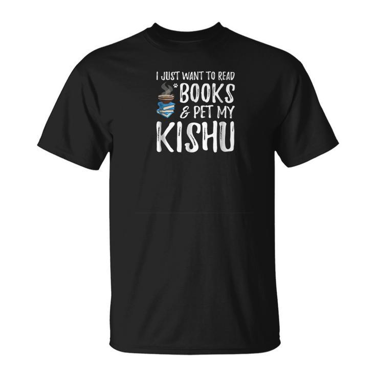 Books And Kishu Dog Dad T-shirt