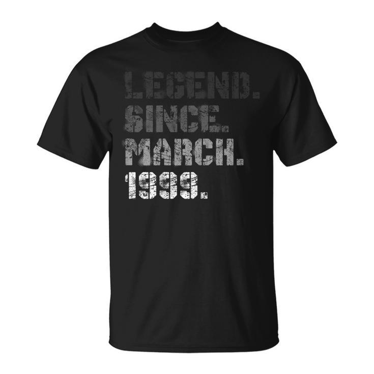 Born In March 1999 Legend 21 Years Old 21St Birthday Gift  Unisex T-Shirt