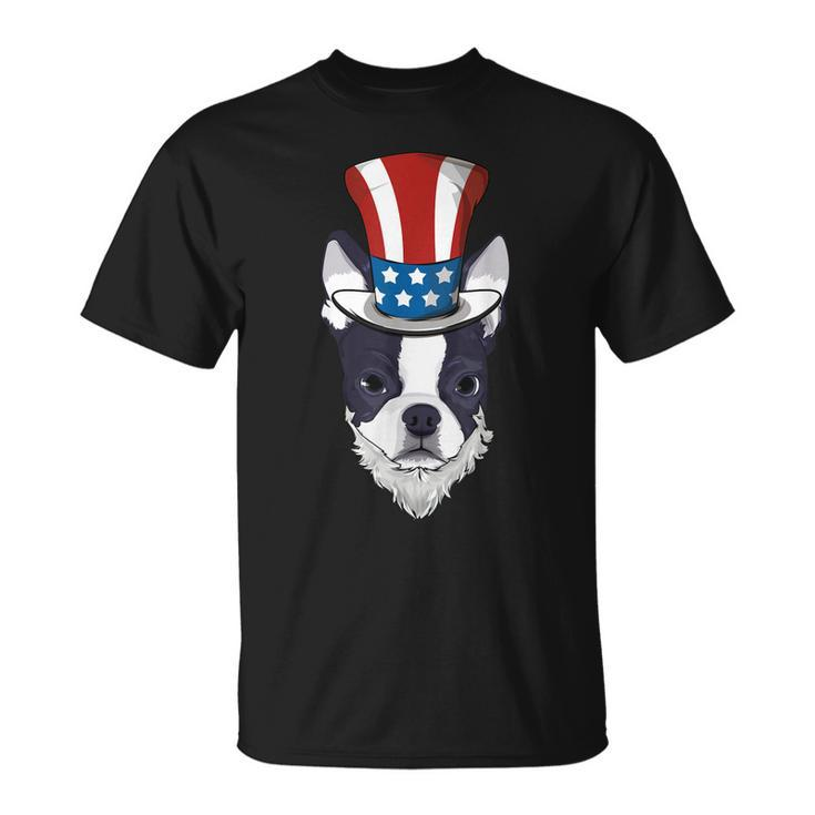 Boston Terrier Uncle Sam Lincoln Beard 4Th Of July Boys Unisex T-Shirt