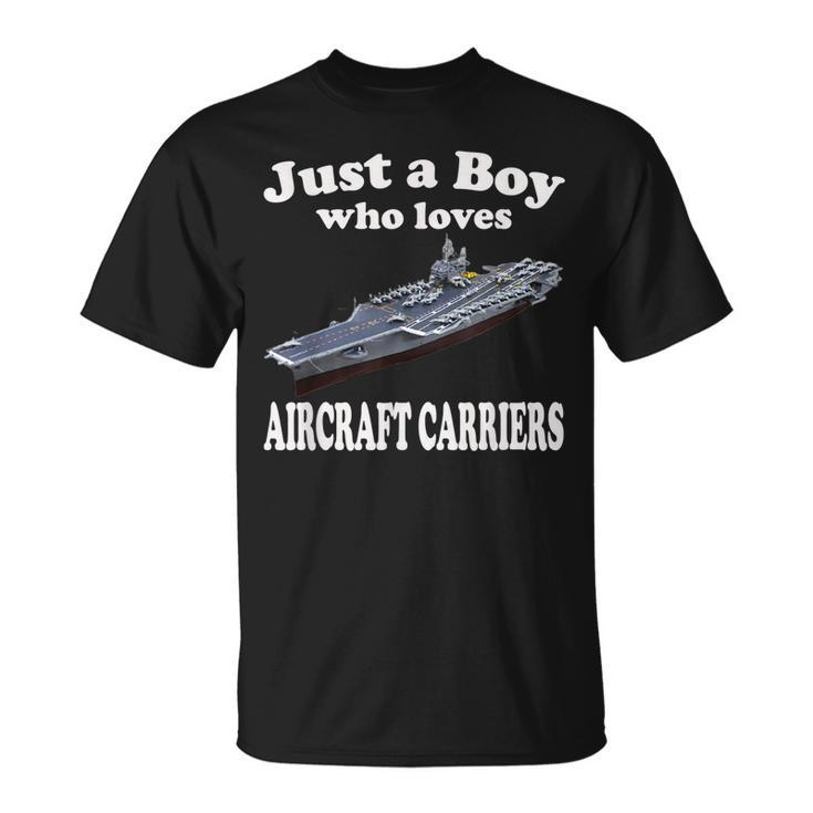 Boy Who Loves Aircraft Carrier Uss America Cv-66 Cva-66 T-Shirt