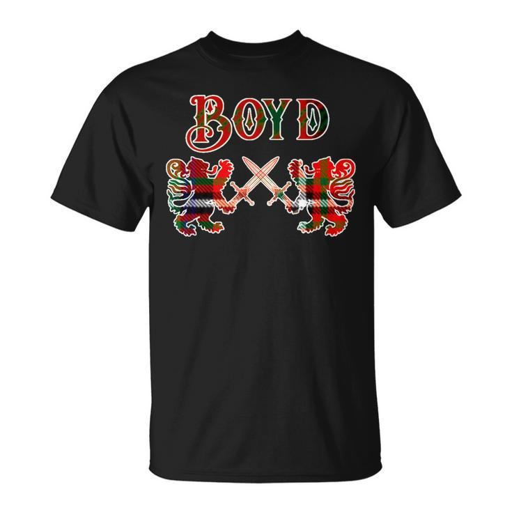 Boyd Scottish Clan Family Kilt Tartan Lion T-shirt