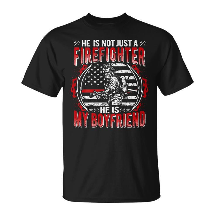 My Boyfriend Is A Firefighter Thin Red Line Fire Girlfriend T-Shirt