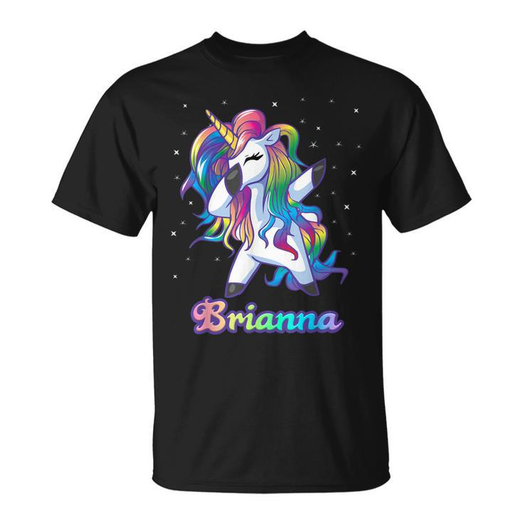 Brianna Name Personalized Custom Rainbow Unicorn Dabbing T-shirt