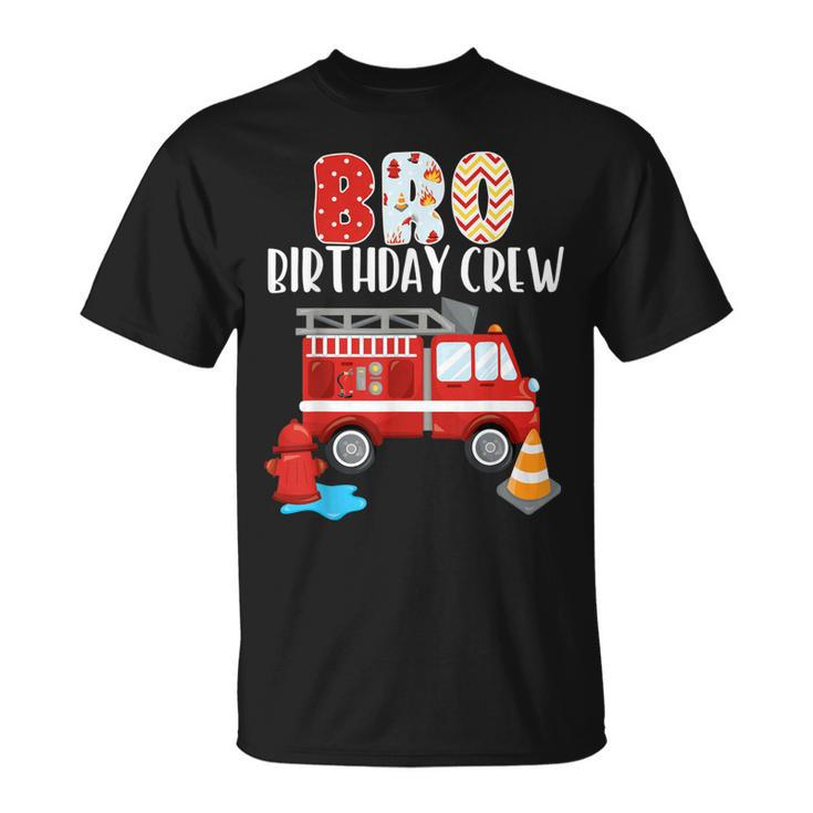 Bro Birthday Crew Fire Truck Little Fire Fighter Bday Party T-Shirt