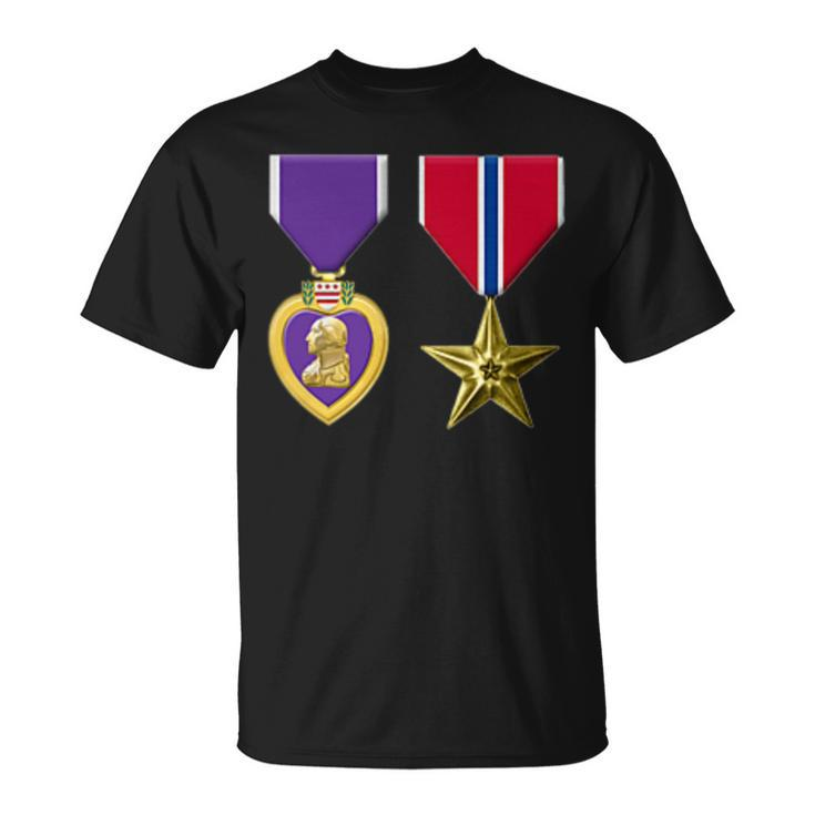 Bronze Star And Purple Heart Medal Military Personnel Award Unisex T-Shirt