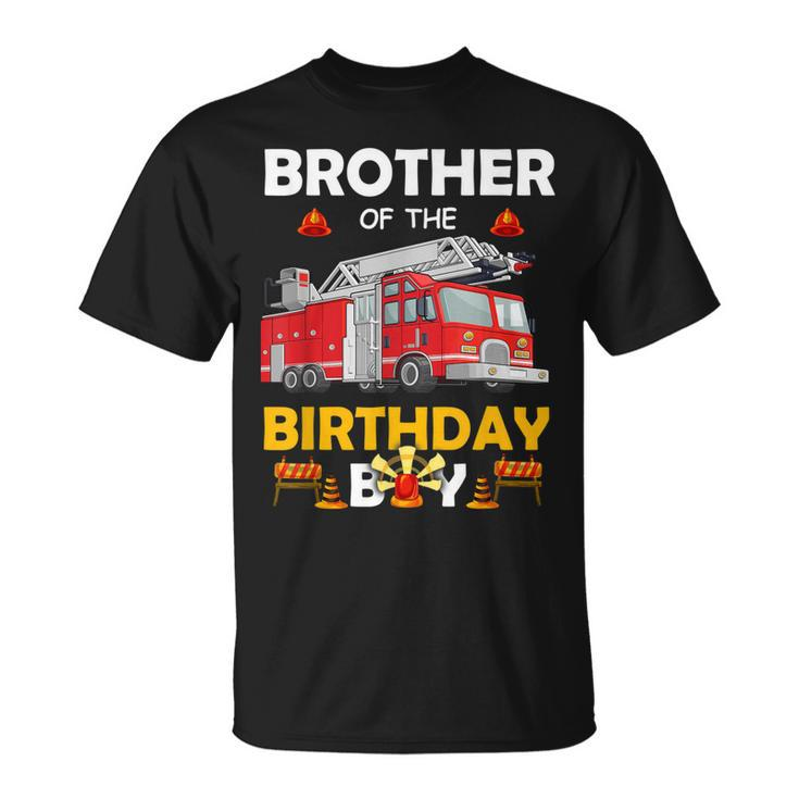 Brother Of The Birthday Boy Fire Truck Firefighter Party Bro T-Shirt