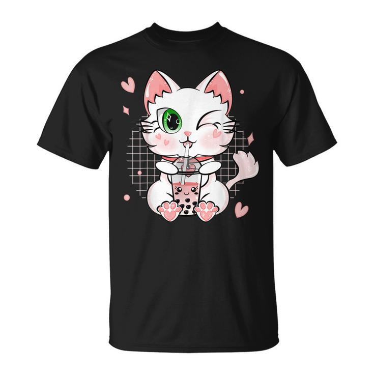 Bubble Tea Cat Boba Tea Anime Kawaii Neko T-Shirt