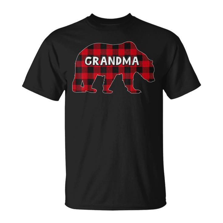 Buffalo Plaid Bear Christmas Pajama Matching Family Grandma Unisex T-Shirt