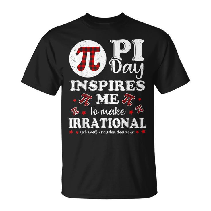 Buffalo Plaid Pi Symbol Pi Day Inspires Me Math Lover V2 T-Shirt