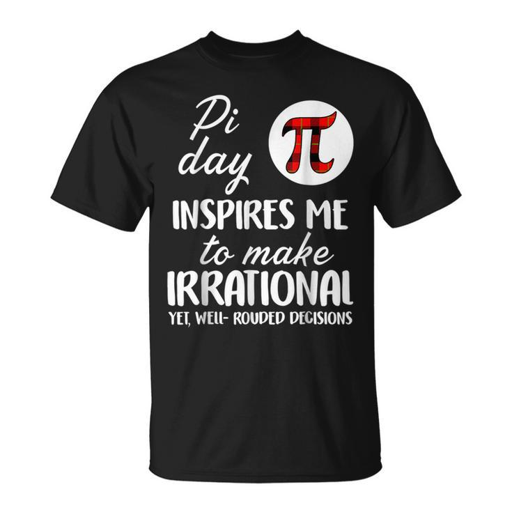 Buffalo Plaid Pi Symbol Pi Day Inspires Me Math Lover V3 T-Shirt