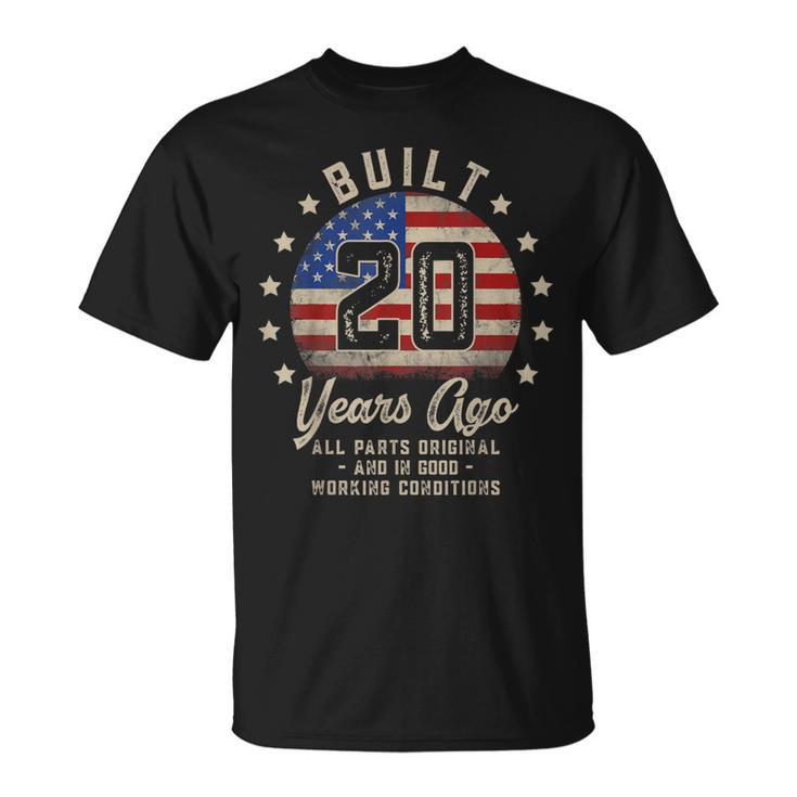 Built 20 Years Ago | 20Th Birthday Vintage Usa American Flag  Unisex T-Shirt