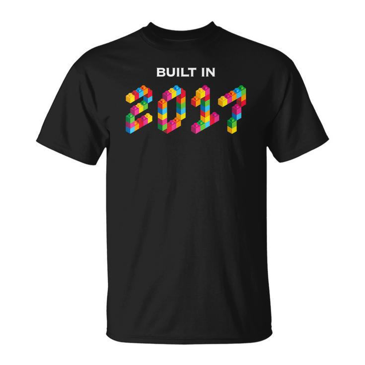 Built In 2017 5 Year Old Building Blocks Bricks 5Th Birthday T-shirt