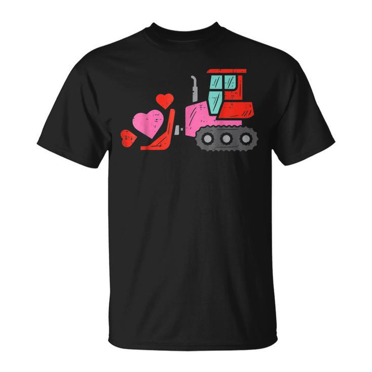 Bulldozer Heart Kids Toddler Valentines Day Boys Valentine T-shirt