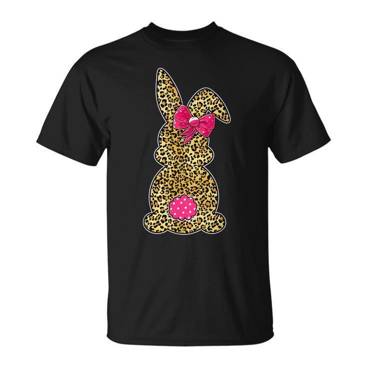 Bunny Easter Leopard Print Rabbit Easter Day Girls Women  Unisex T-Shirt