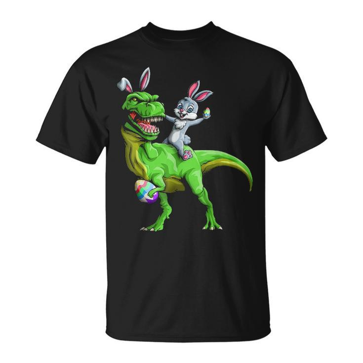 Bunny Riding Dinosaur Funny T Rex Easter Bunny Gift Unisex T-Shirt
