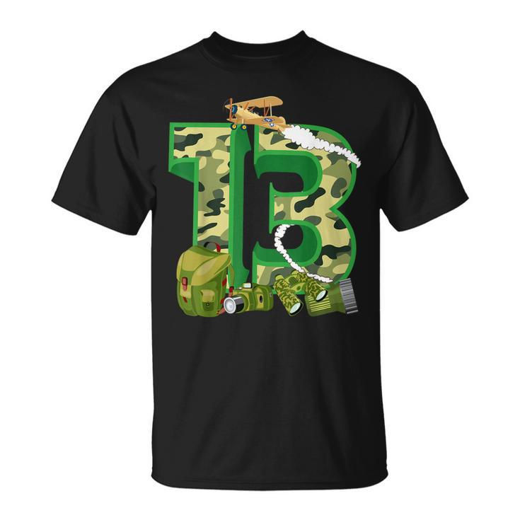 Camouflage 13Th Birthday For Boys Girls Cool Army T-Shirt