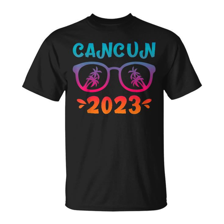 Cancun 2023 Vacation Vintage Matching Cool Glasses Souvenir  Unisex T-Shirt