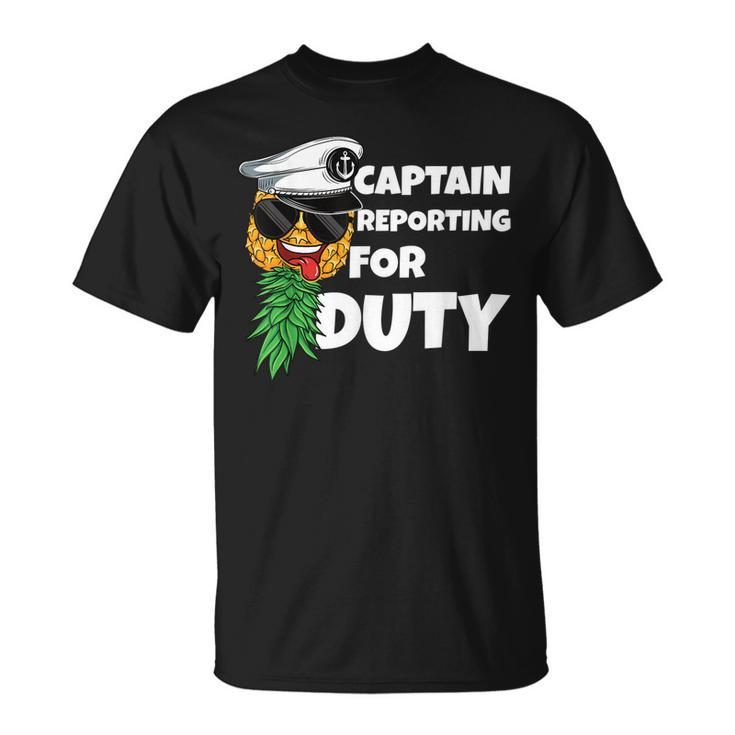 Captain Reporting For Duty Upside Down Pineapple Swinger Men  Unisex T-Shirt