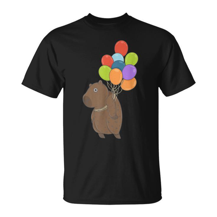 Capybara Gifts Lovely Capybara With Balloon Cute Animal  Unisex T-Shirt