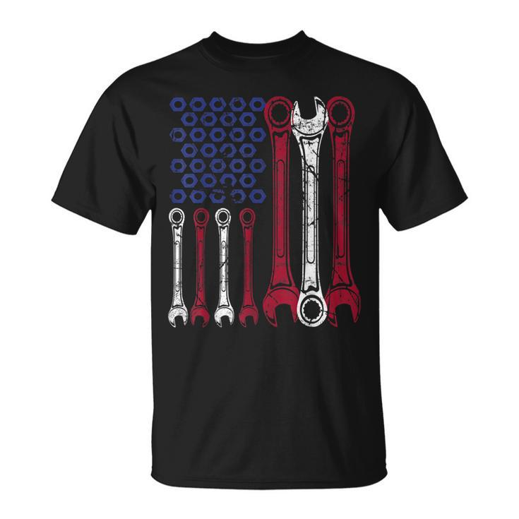 Car Mechanic American Flag 4Th Of July  Veteran Unisex T-Shirt