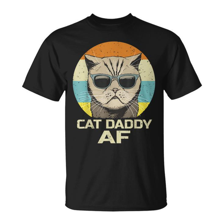 Cat Daddy Af Vintage Graphic Fathers Day Cat Dad T-Shirt