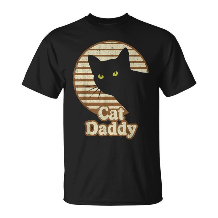 Mens Cat Daddy Vintage Eighties 80S Style Cat Dad Retro T-Shirt