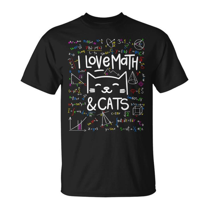 Cat Lover  I Love Math And Cats  Math Lover  Unisex T-Shirt