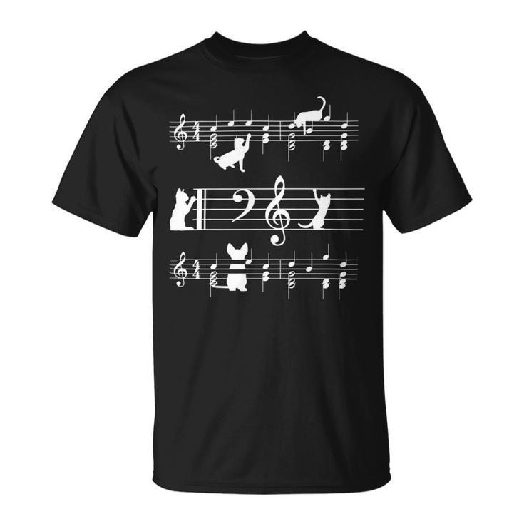 Cat Mom Cat Grandma Music Musical note and treble clef on stave Unisex T-Shirt Unisex T-Shirt