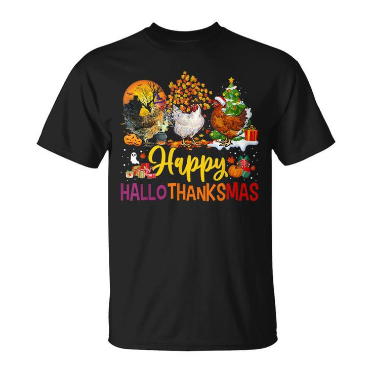 Chicken Halloween Happy Hallothanksmas Autumn Thanksgiving T-shirt