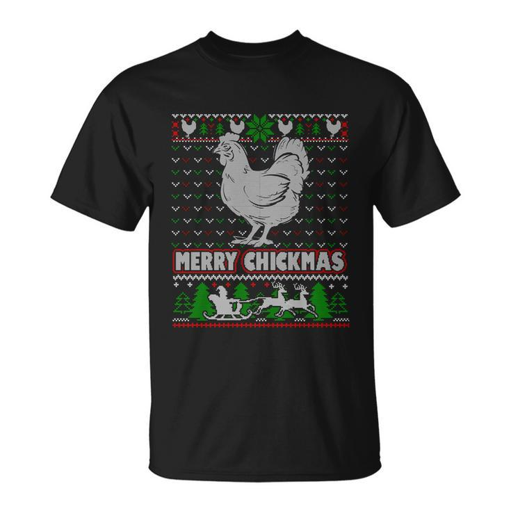 Chicken Rooster Merry Chickmas Ugly Christmas Gift Unisex T-Shirt