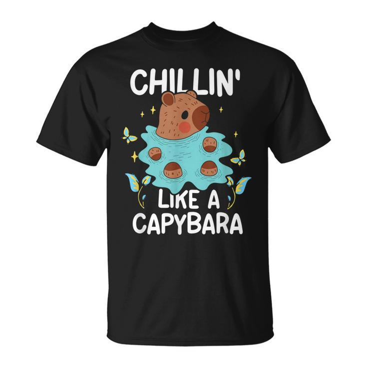 Chillin Like A Capybara Animal Capybaras Lover Rodent  Unisex T-Shirt