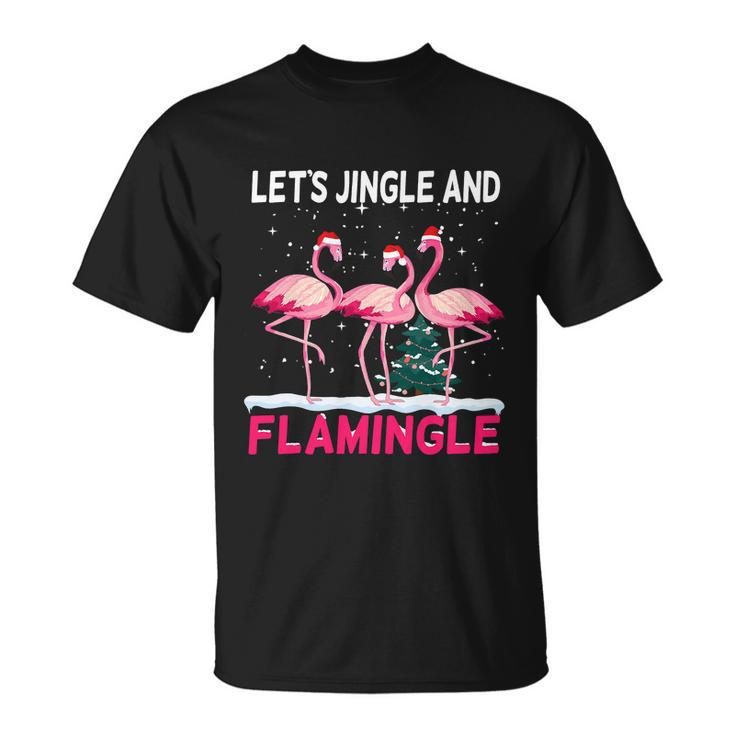 Christmas Flamingo Funny Pink Flamingle Xmas Unisex T-Shirt