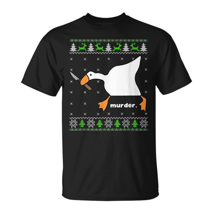 Christmas Goose Murder Ugly Sweater T-shirt