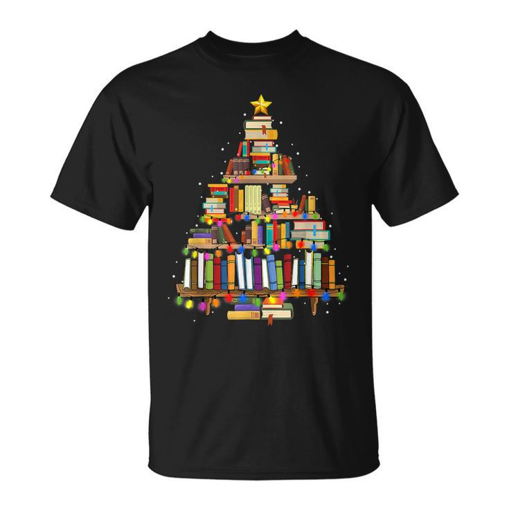 Christmas Library Tree For Librarian And Book Lover T-shirt
