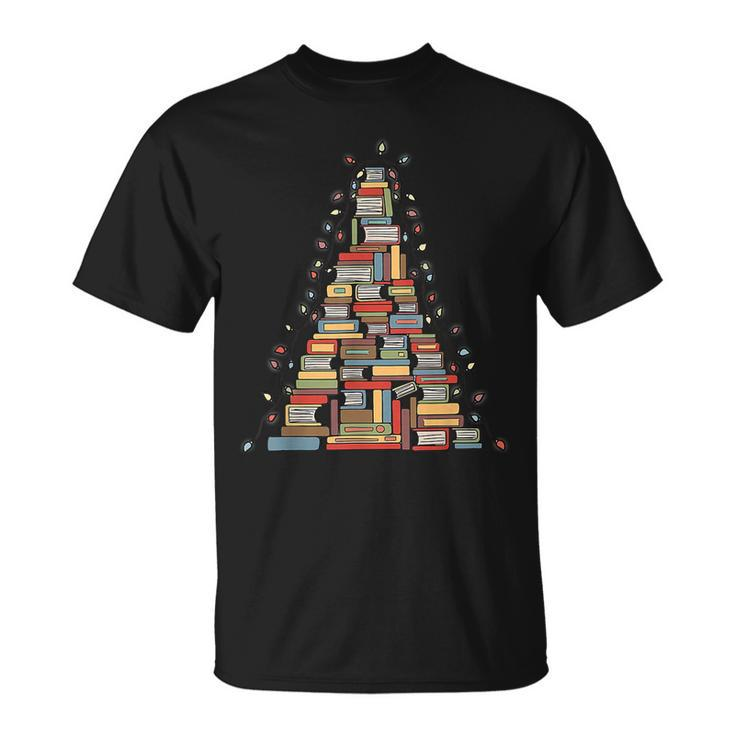 Christmas Library Tree Librarian Book Lover V4 T-shirt