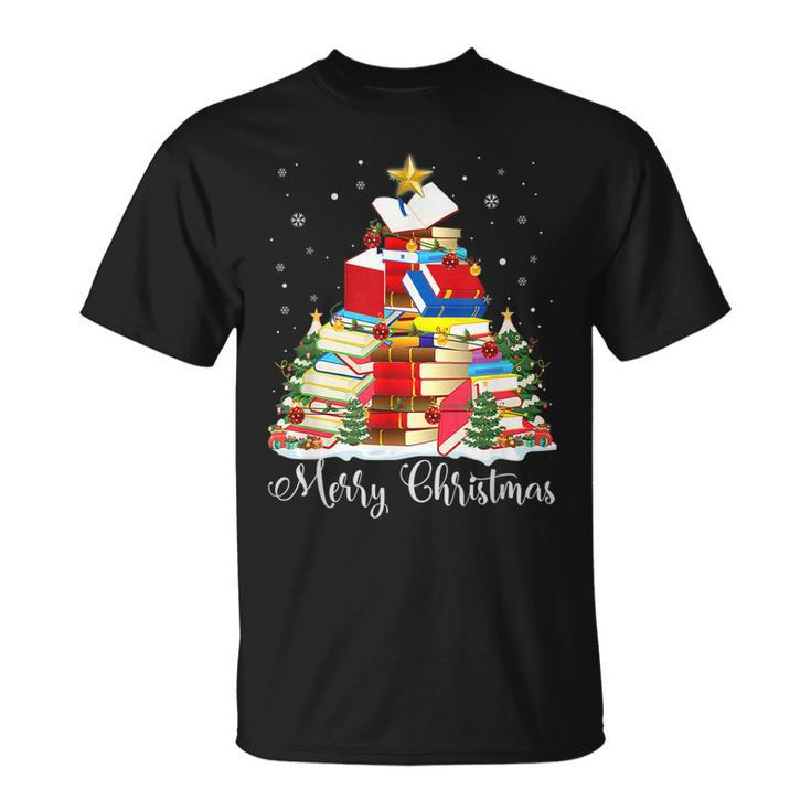 Christmas Library Tree Xmas Librarian And Book Lover V3 T-shirt