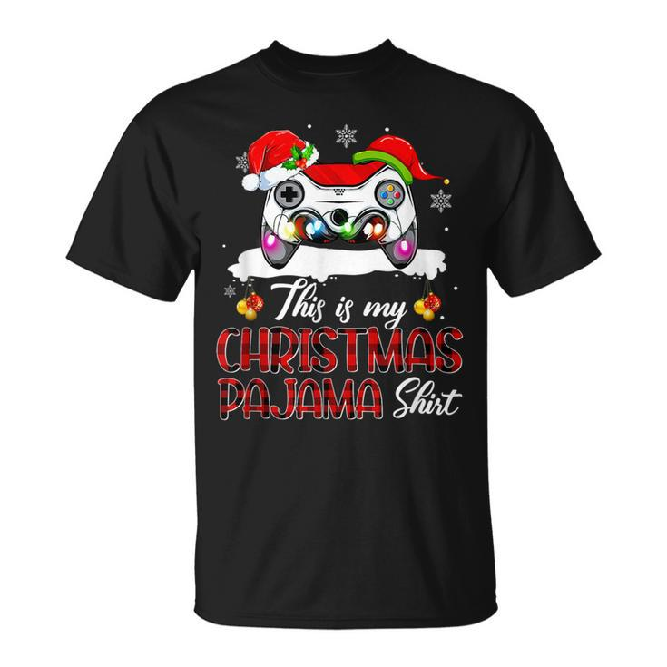 This Is My Christmas Pajamas Santa Hat Gamer Video Game T-shirt