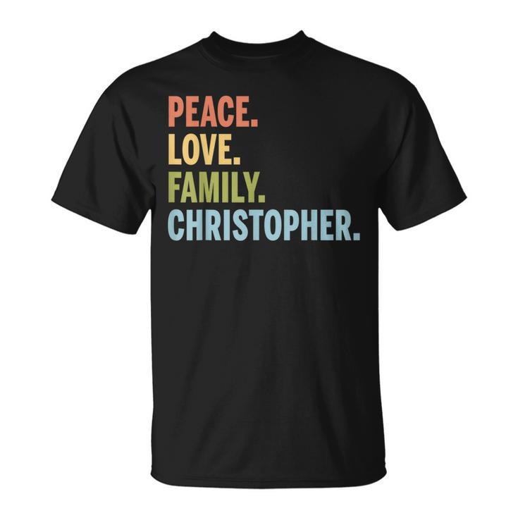Christopher Last Name Peace Love Family Matching Unisex T-Shirt